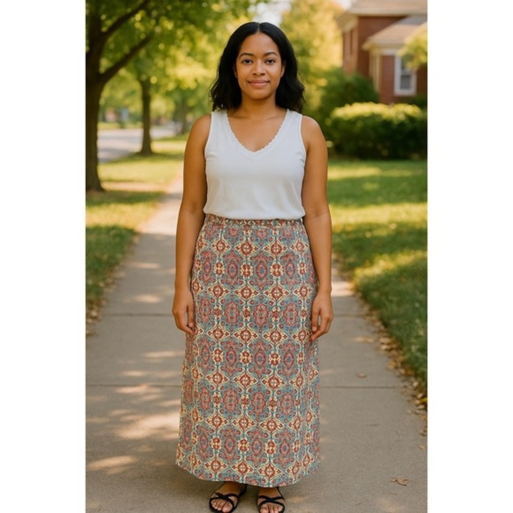 Jane Norman London Women 16 Dopamine Boho Maxi Pink Skirt Psychedelic Paisley